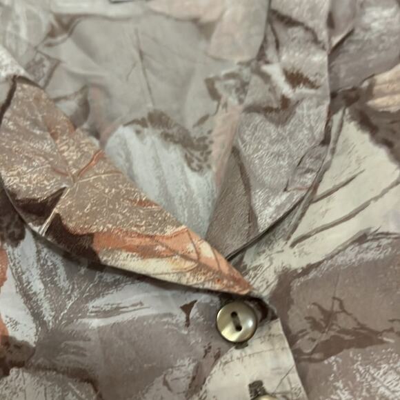 EUC Milano Blouse Top 100% Silk Long Sleeve Fall Leaves Muted Neutrals M Neutral - Picture 10 of 16